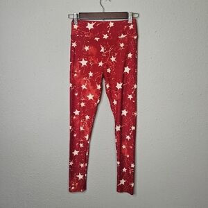 LuLaRoe Red White Star Print One Size OS Leggings‎ Stretch